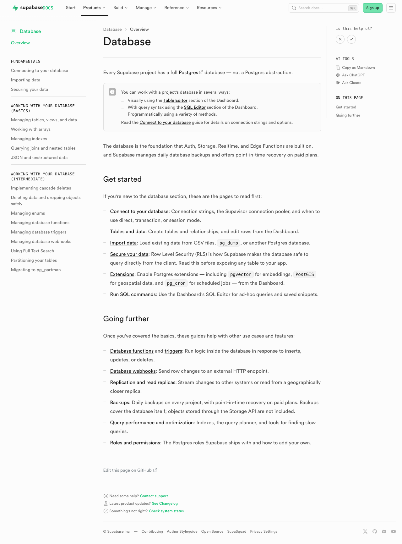 Database before